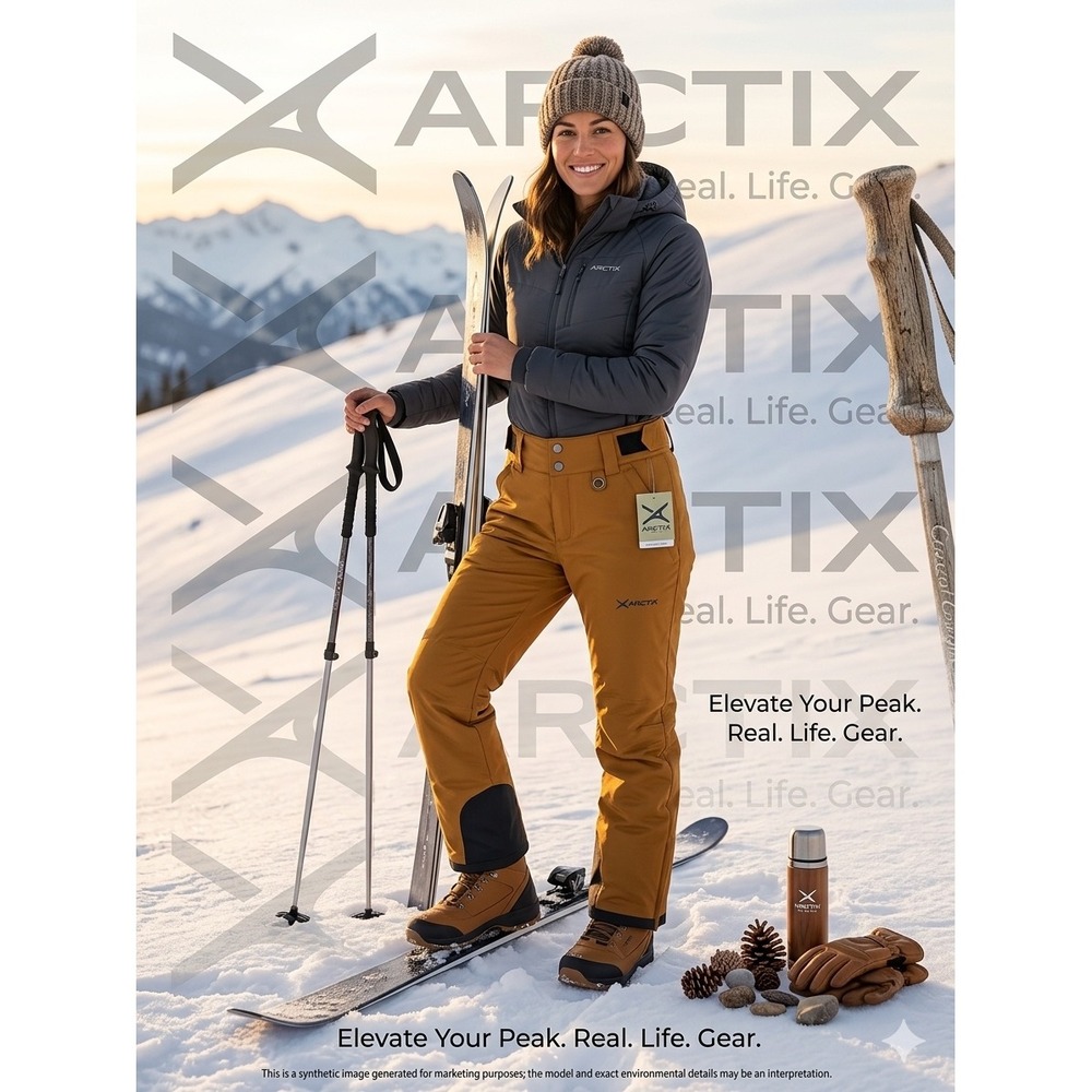 Arctix Womens Insulated Snow Pants Mustard Brown ThermaTech‎ Winter Ski S/P 29L